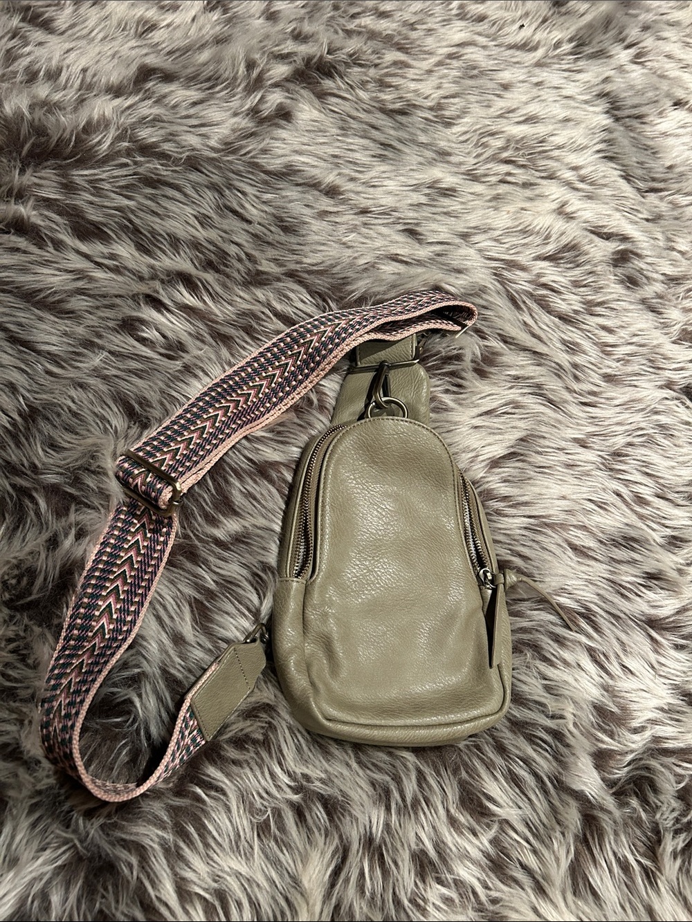 Anthropologie Sage Liberty Crossbody Sling Bag with Patterned Strap